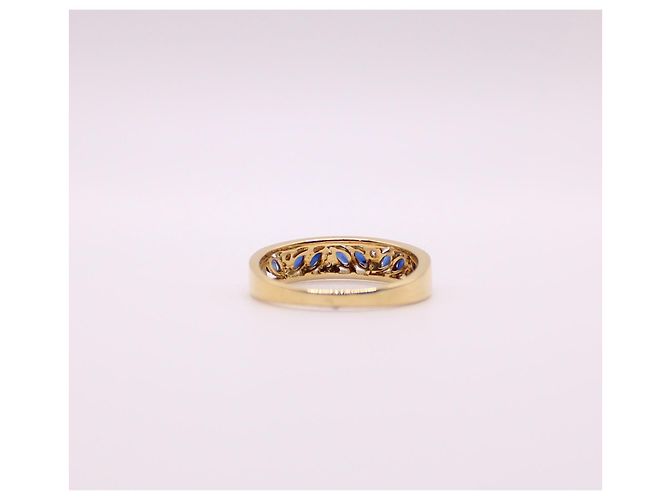 Autre Marque Anello giarrettiera in oro giallo con zaffiri e diamanti 750%O Blu scuro Gold hardware - vista 4