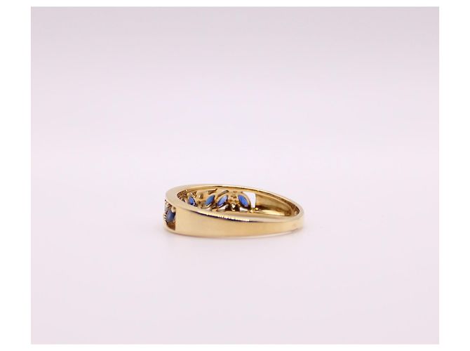 Autre Marque Anello giarrettiera in oro giallo con zaffiri e diamanti 750%O Blu scuro Gold hardware - vista 5