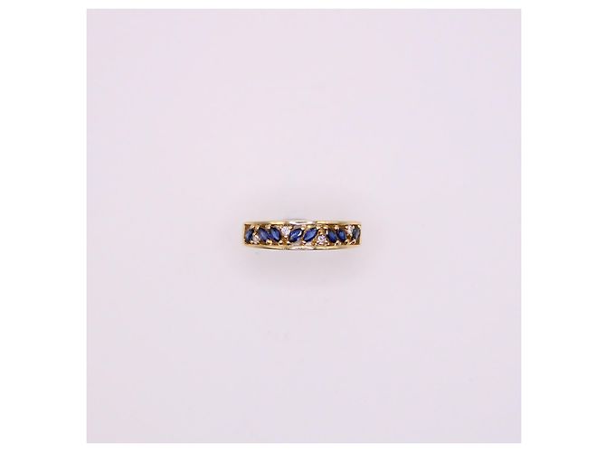 Autre Marque Anello giarrettiera in oro giallo con zaffiri e diamanti 750%O Blu scuro Gold hardware - vista 8