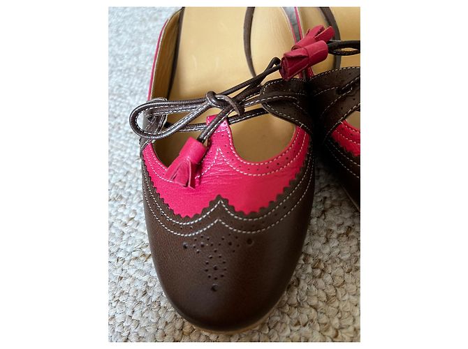 Mules Hermès in pelle marrone rosa - vista 6