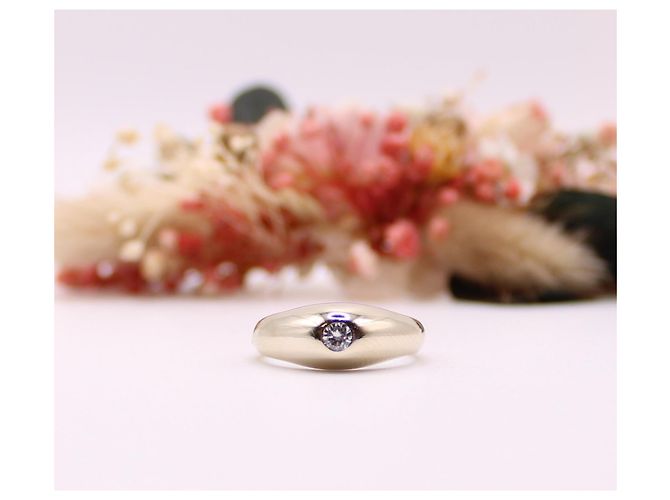 Autre Marque Anello inglese con diamante in oro bianco 750%O Silver hardware - vista 2