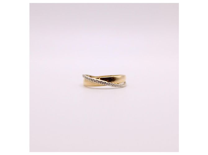 Autre Marque Anello dell'alleanza in oro giallo 750%o binario diamantato Gold hardware - vista 10