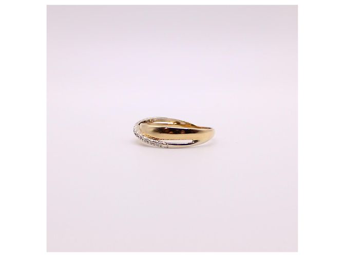 Autre Marque Anello dell'alleanza in oro giallo 750%o binario diamantato Gold hardware - vista 3