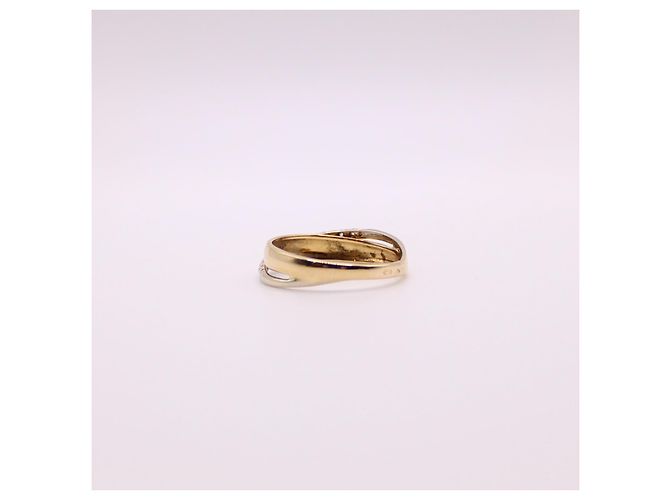 Autre Marque Anello dell'alleanza in oro giallo 750%o binario diamantato Gold hardware - vista 4