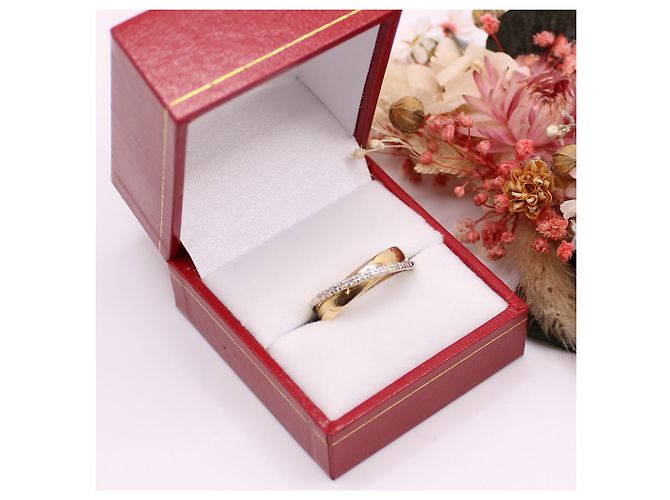 Autre Marque Anello dell'alleanza in oro giallo 750%o binario diamantato Gold hardware - vista 7