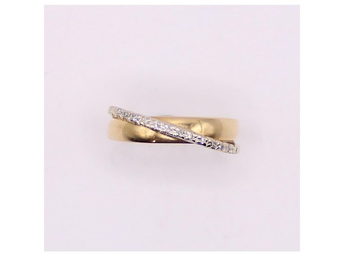Autre Marque Anello dell'alleanza in oro giallo 750%o binario diamantato Gold hardware - vista 8