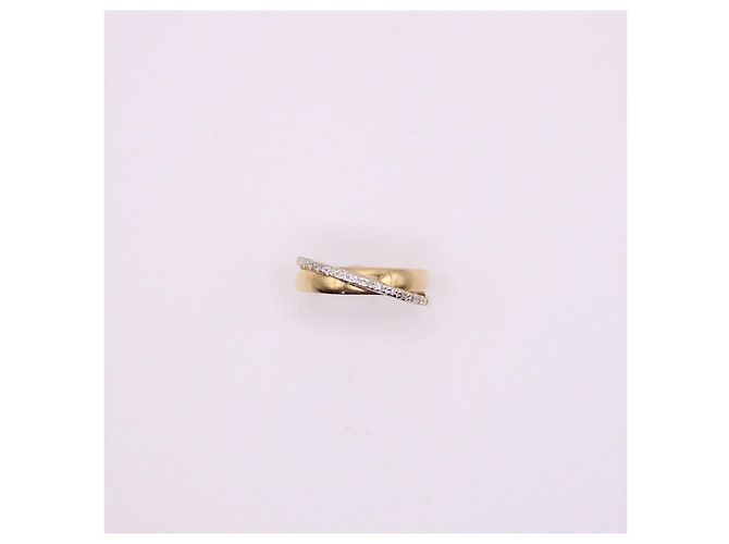 Autre Marque Anello dell'alleanza in oro giallo 750%o binario diamantato Gold hardware - vista 9
