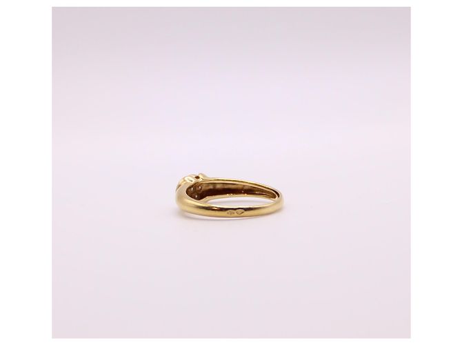 Autre Marque Solitärring mit Diamantpavé aus Gelbgold 750%O Gold hardware - Ansicht 4