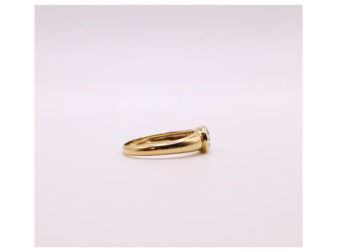 Autre Marque Solitärring mit Diamantpavé aus Gelbgold 750%O Gold hardware - Ansicht 6