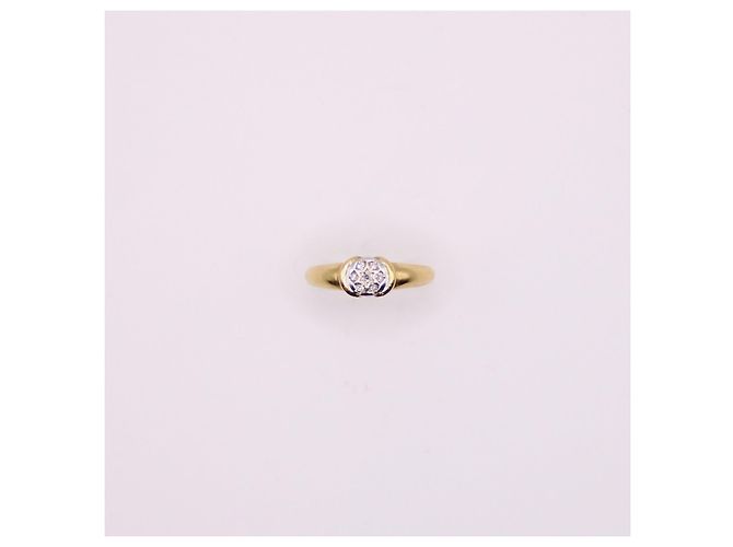 Autre Marque Solitärring mit Diamantpavé aus Gelbgold 750%O Gold hardware - Ansicht 9