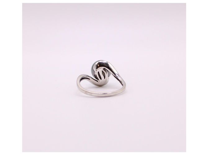 Autre Marque Weißgoldring 750%o mit Tahiti-Perlen und Diamanten Silber Hardware - Ansicht 5