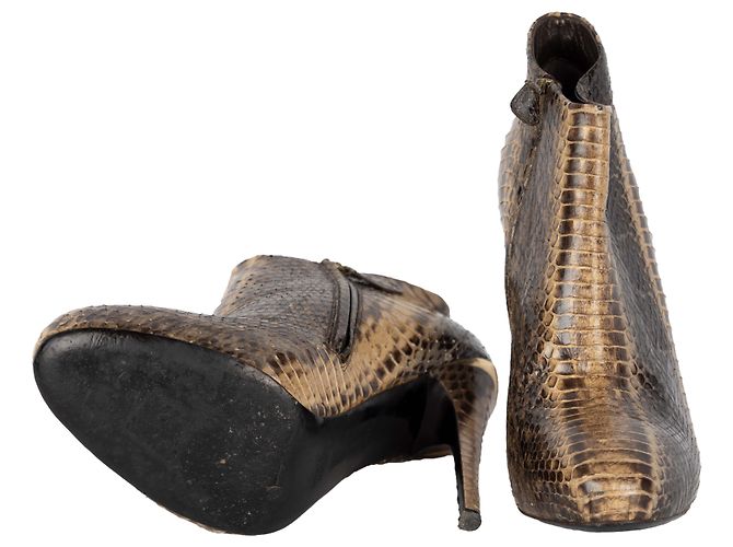 Botines Roberto Cavalli de piel de serpiente Beige - vista 4