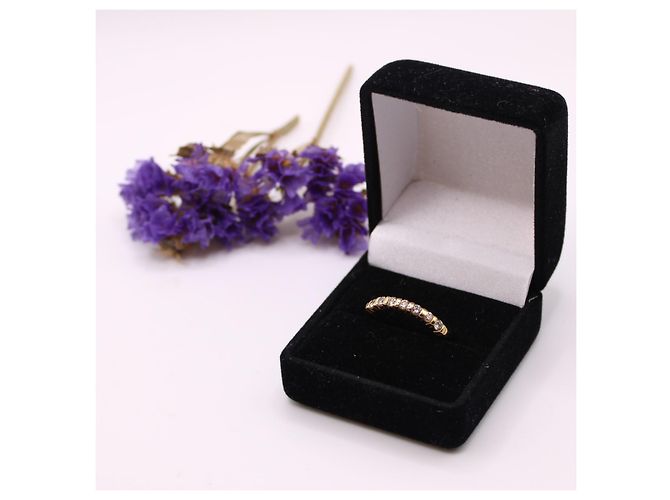 Autre Marque Halber Ehering, besetzt mit Diamanten aus Gelbgold 750%O Gold hardware - Ansicht 10