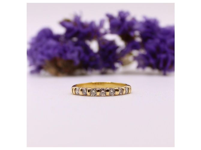 Autre Marque Halber Ehering, besetzt mit Diamanten aus Gelbgold 750%O Gold hardware - Ansicht 2
