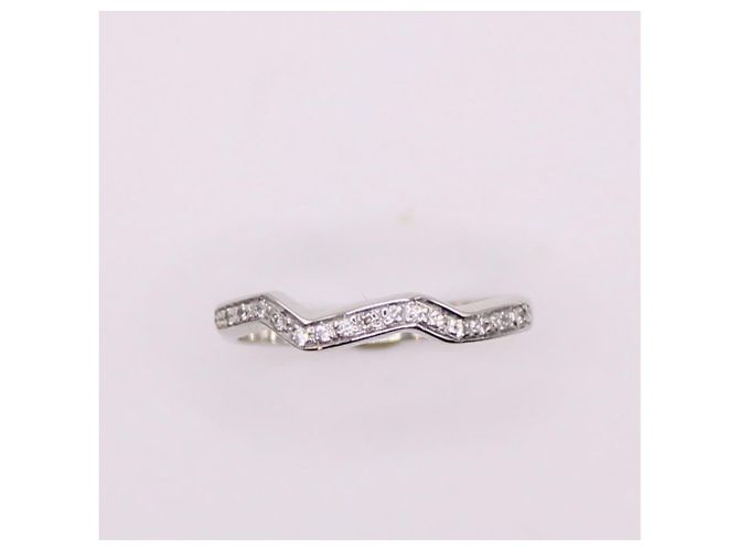 Autre Marque Weißgold-Diamant-Pavé-Ring mit Wellenmuster 750%O Silber Hardware - Ansicht 3