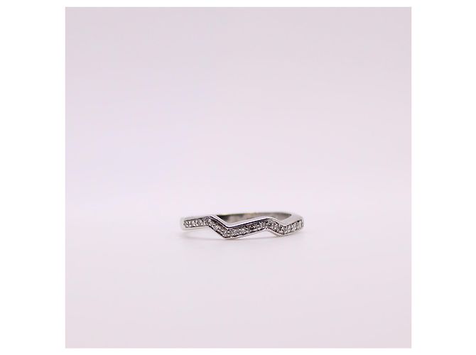 Autre Marque Weißgold-Diamant-Pavé-Ring mit Wellenmuster 750%O Silber Hardware - Ansicht 5