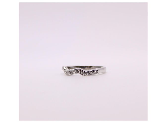 Autre Marque Weißgold-Diamant-Pavé-Ring mit Wellenmuster 750%O Silber Hardware - Ansicht 6