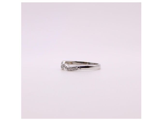 Autre Marque Weißgold-Diamant-Pavé-Ring mit Wellenmuster 750%O Silber Hardware - Ansicht 7