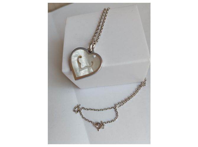 Collana O.J. Perrin con Pendente Cuore in Oro Bianco e Madreperla Argento - vista 3