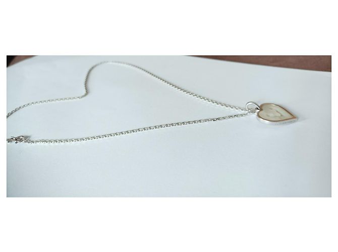 Collana O.J. Perrin con Pendente Cuore in Oro Bianco e Madreperla Argento - vista 5