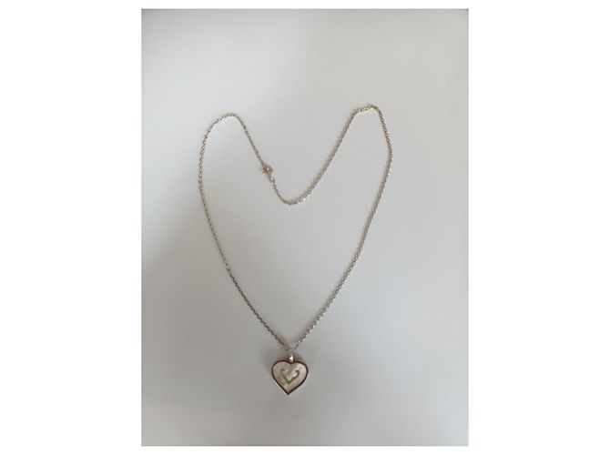 Collana O.J. Perrin con Pendente Cuore in Oro Bianco e Madreperla Argento - vista 6