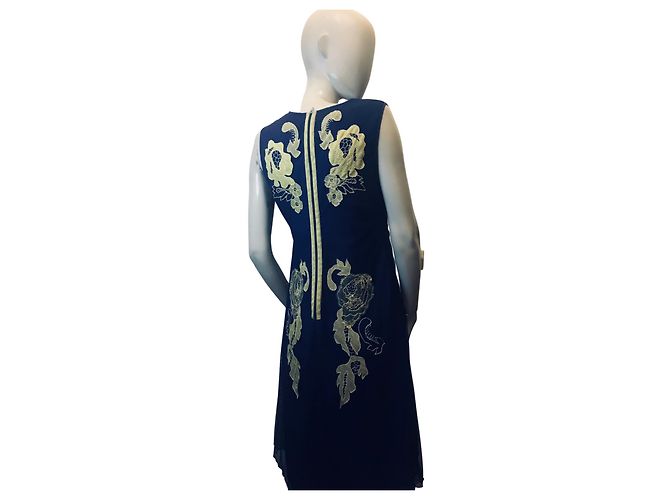 Parosh Kleid mit bestickter Passe P.BEIM.R.O.S.H Gelb Dunkelviolett - Ansicht 3