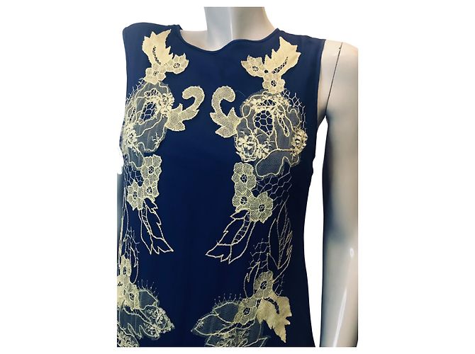 Parosh Kleid mit bestickter Passe P.BEIM.R.O.S.H Gelb Dunkelviolett - Ansicht 5
