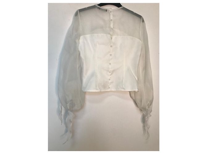 Anne Fontaine Spring Chiffon Bluse weiß - Ansicht 3