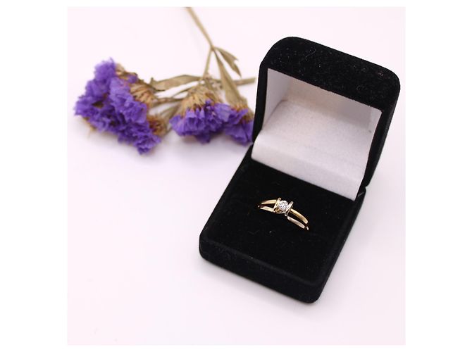 Autre Marque Diamante solitario e due ori 750%O Silver hardware Gold hardware - vista 10