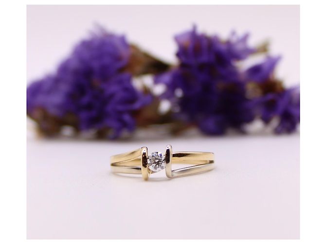 Autre Marque Diamante solitario e due ori 750%O Silver hardware Gold hardware - vista 2