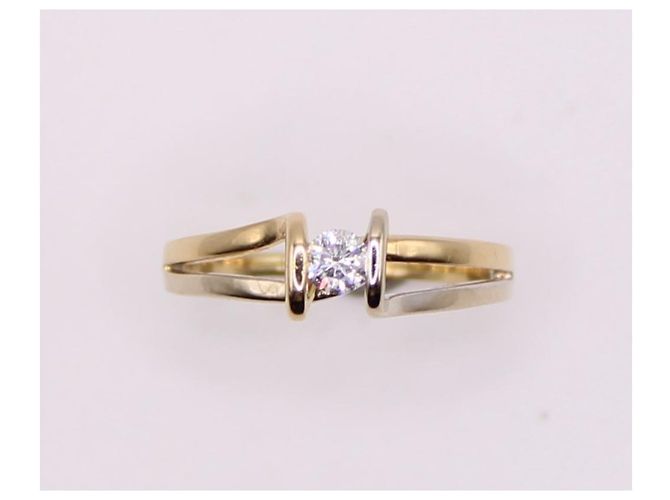 Autre Marque Diamante solitario e due ori 750%O Silver hardware Gold hardware - vista 3
