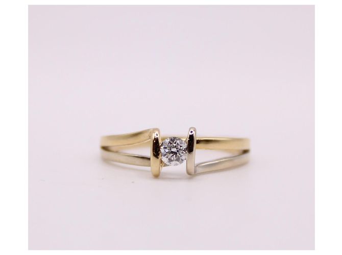 Autre Marque Diamante solitario e due ori 750%O Silver hardware Gold hardware - vista 5
