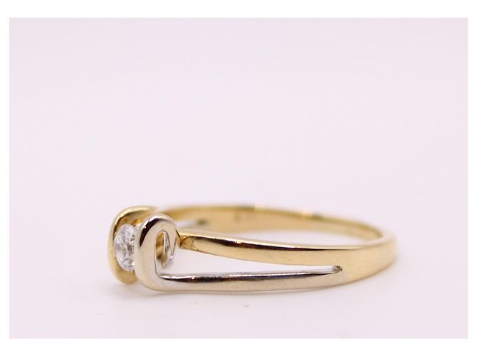 Autre Marque Diamante solitario e due ori 750%O Silver hardware Gold hardware - vista 6