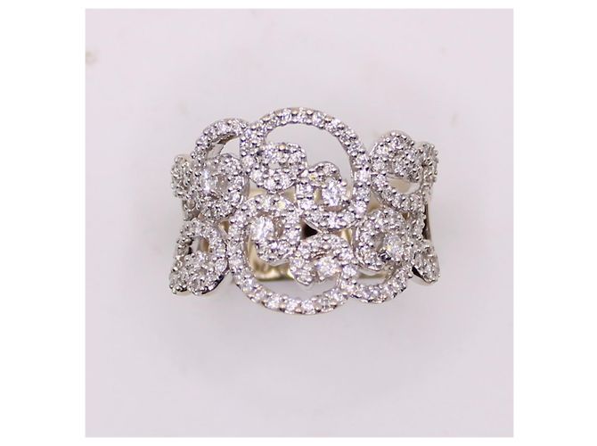 Autre Marque Anello Arabesque con diamanti in oro bianco 750%O Silver hardware - vista 3