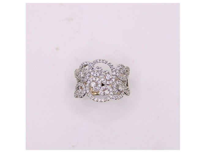 Autre Marque Anello Arabesque con diamanti in oro bianco 750%O Silver hardware - vista 4