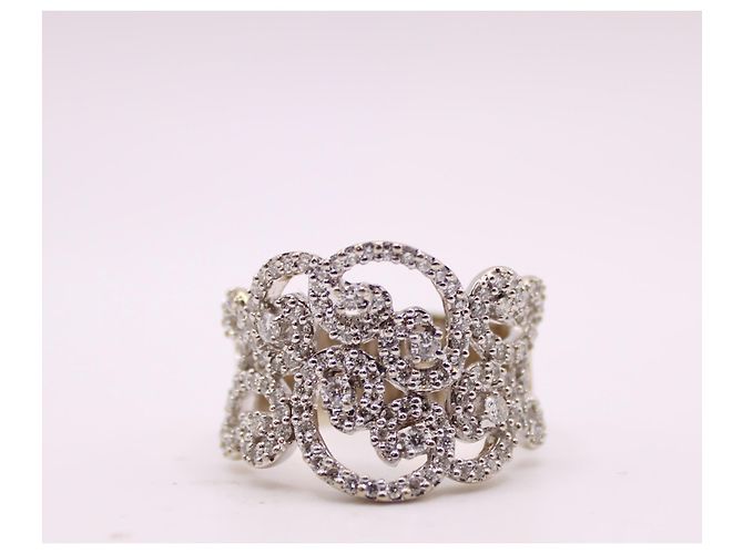 Autre Marque Anello Arabesque con diamanti in oro bianco 750%O Silver hardware - vista 5