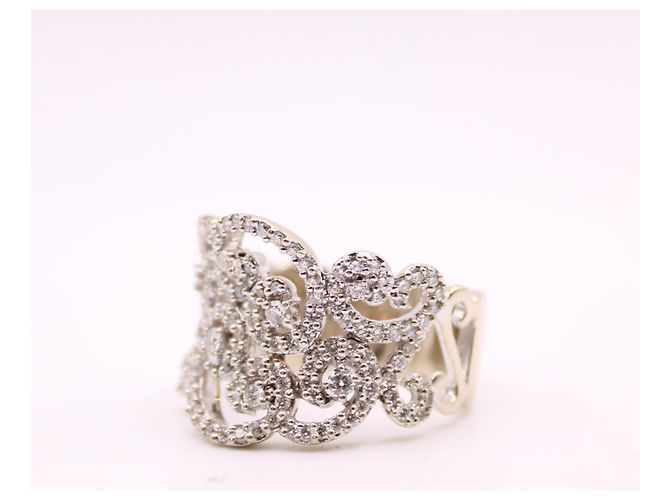 Autre Marque Anello Arabesque con diamanti in oro bianco 750%O Silver hardware - vista 6