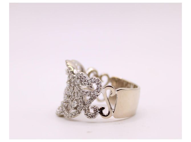 Autre Marque Anello Arabesque con diamanti in oro bianco 750%O Silver hardware - vista 7