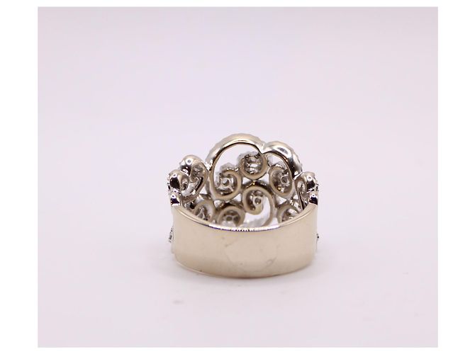 Autre Marque Anello Arabesque con diamanti in oro bianco 750%O Silver hardware - vista 8