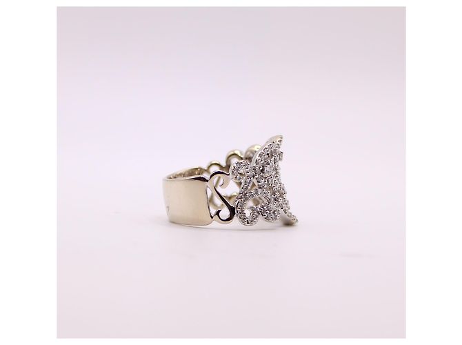 Autre Marque Anello Arabesque con diamanti in oro bianco 750%O Silver hardware - vista 9