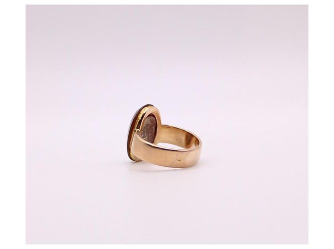 Autre Marque Anello da elmo da uomo in oro con cammeo impero e agata 750%O Bordò Gold hardware - vista 5