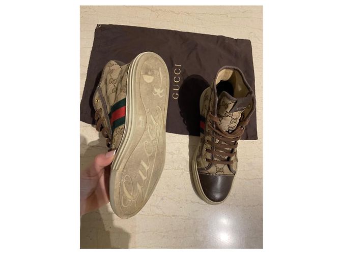 Sneakers Gucci in cotone multicolore 38.5 - vista 4