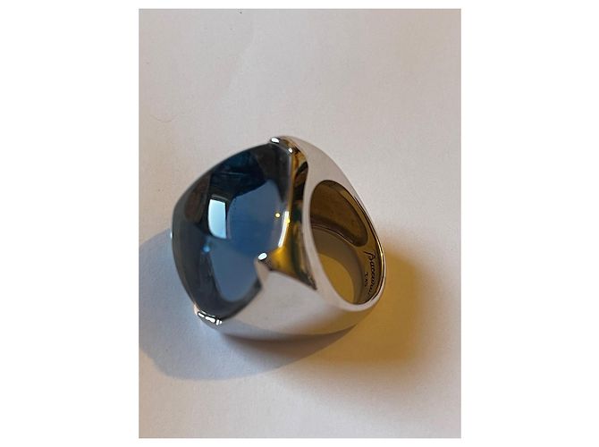 Baccarat Medici Ring blauer Kristall Größe 49 Silber Hardware - Ansicht 3