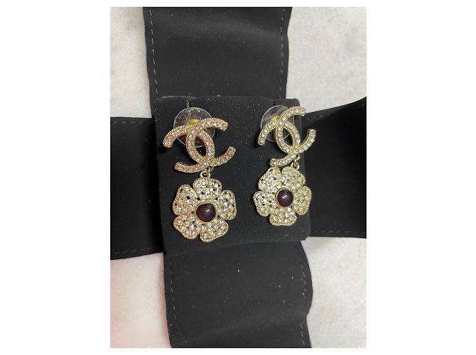 Pendientes Chanel de Flores de Cristal y Rubí Multicolor - vista 4