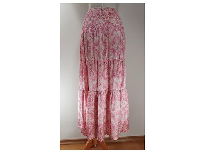 Falda midi recta Maje con estampado paisley rosa - vista 4