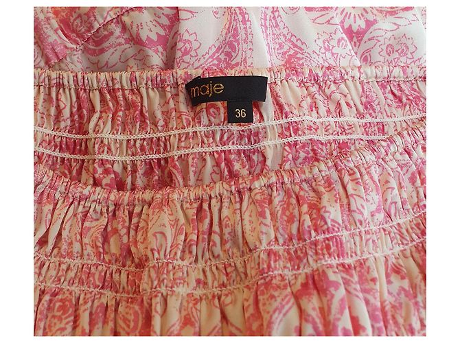 Falda midi recta Maje con estampado paisley rosa - vista 5