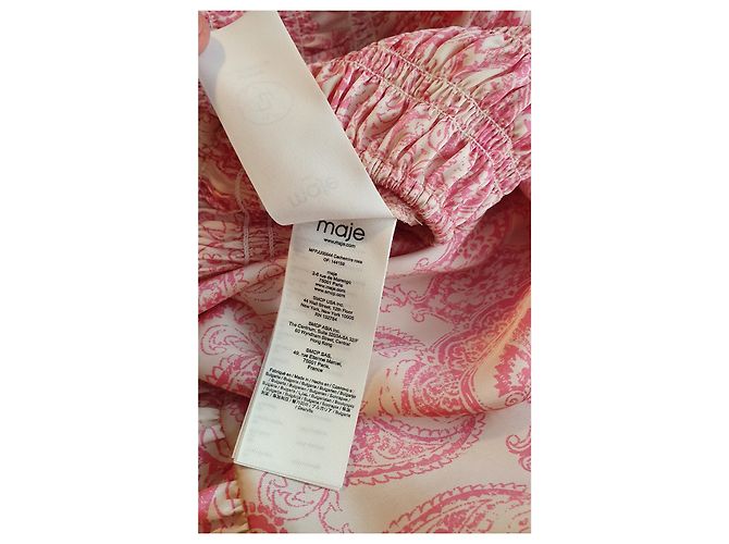 Falda midi recta Maje con estampado paisley rosa - vista 6