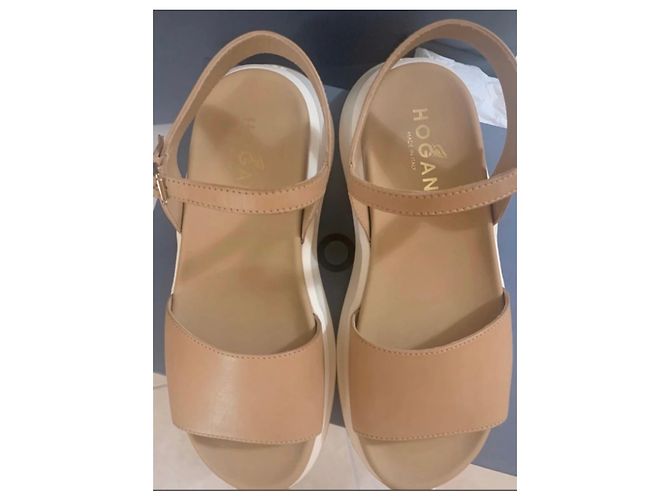 Sandali Hogan in pelle color caramello - vista 3