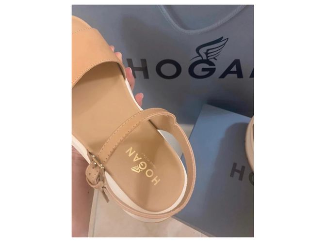 Sandali Hogan in pelle color caramello - vista 4