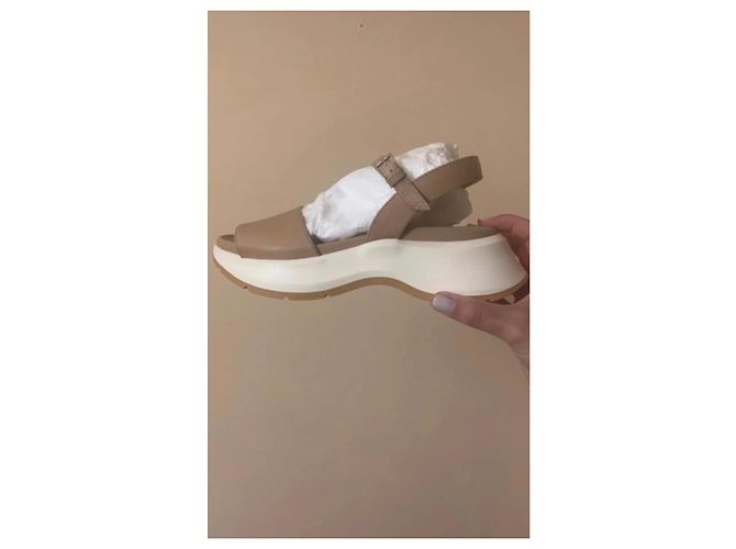 Sandali Hogan in pelle color caramello - vista 5